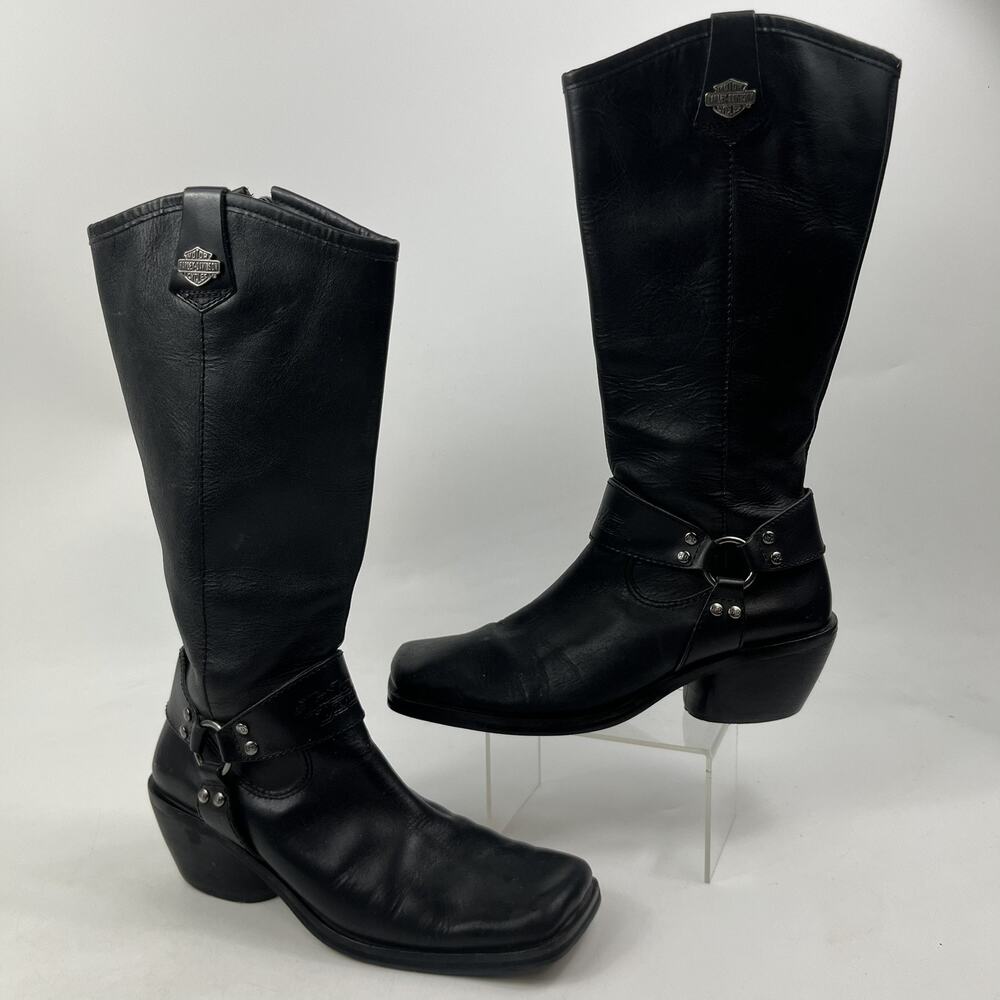 Harley-Davidson Womens Motorcycle Boots 81954 Harness Size 6 Black Leather
